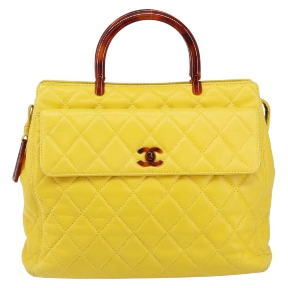 Chanel Vintage CC Resin Pocket Tote Quilted Leather Medium